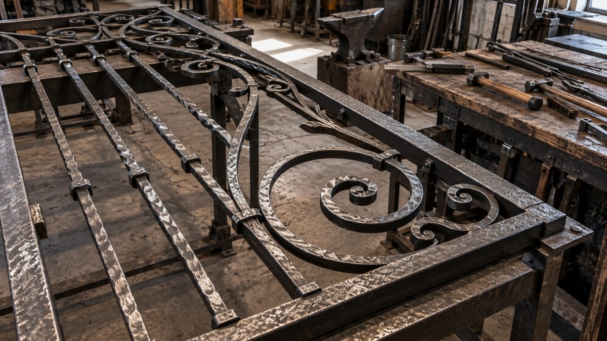completed hand-forged iron gate panel