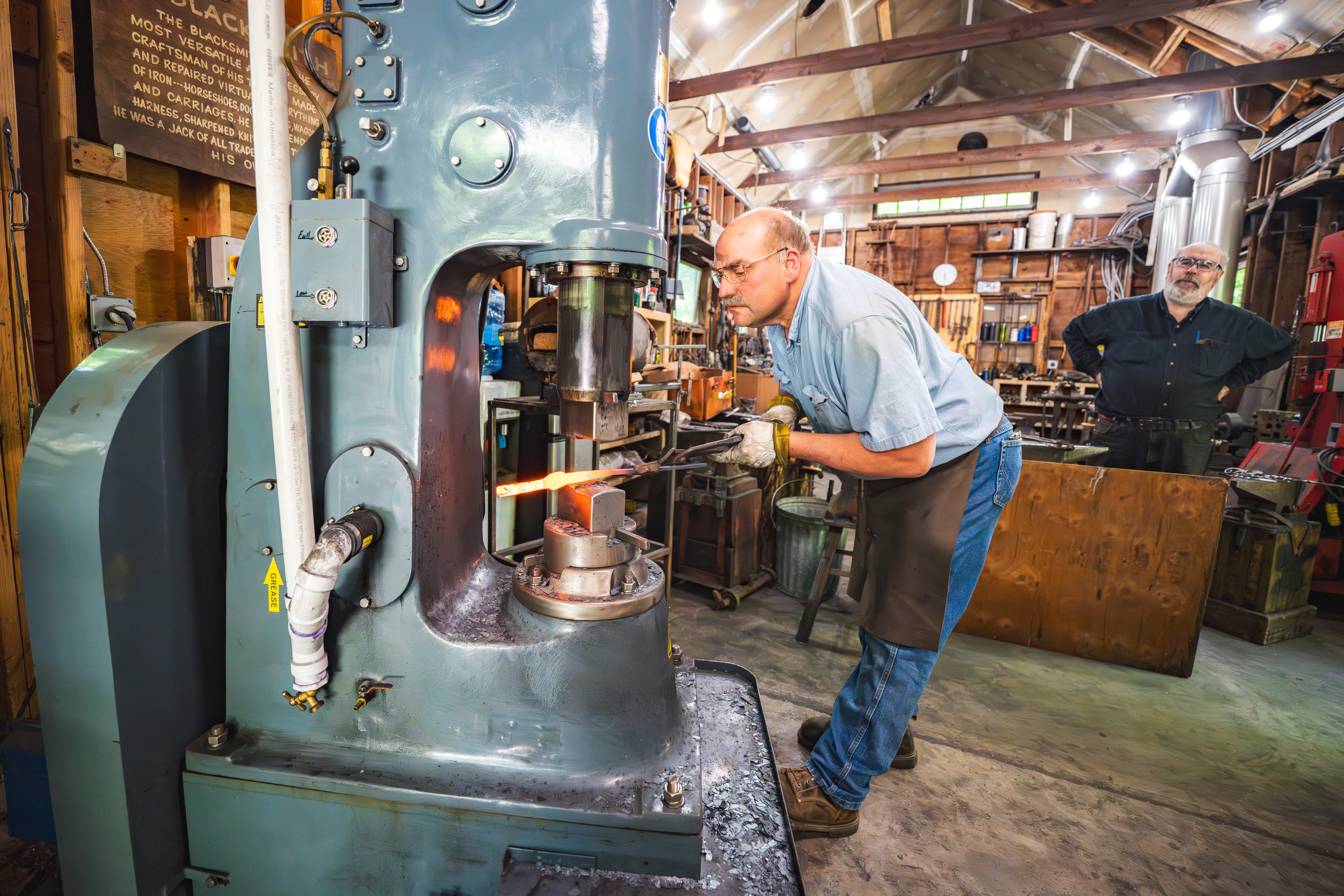 Teacher in the forge of the Brookfield Craft Center.