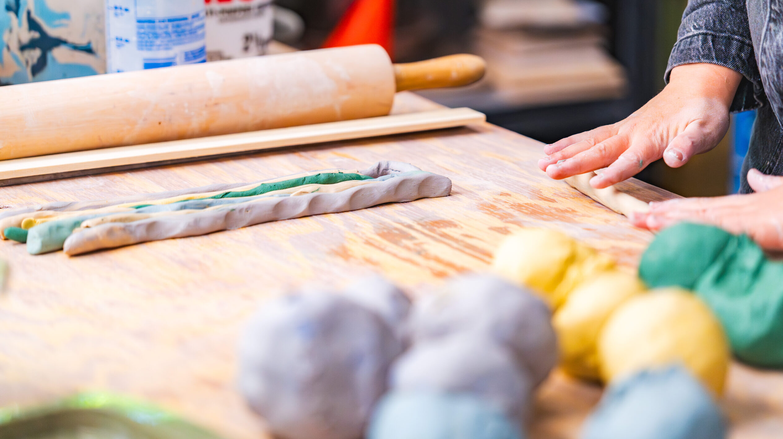 Sharing the process of making Merikomi Clay at the Brookfield Craft Center.