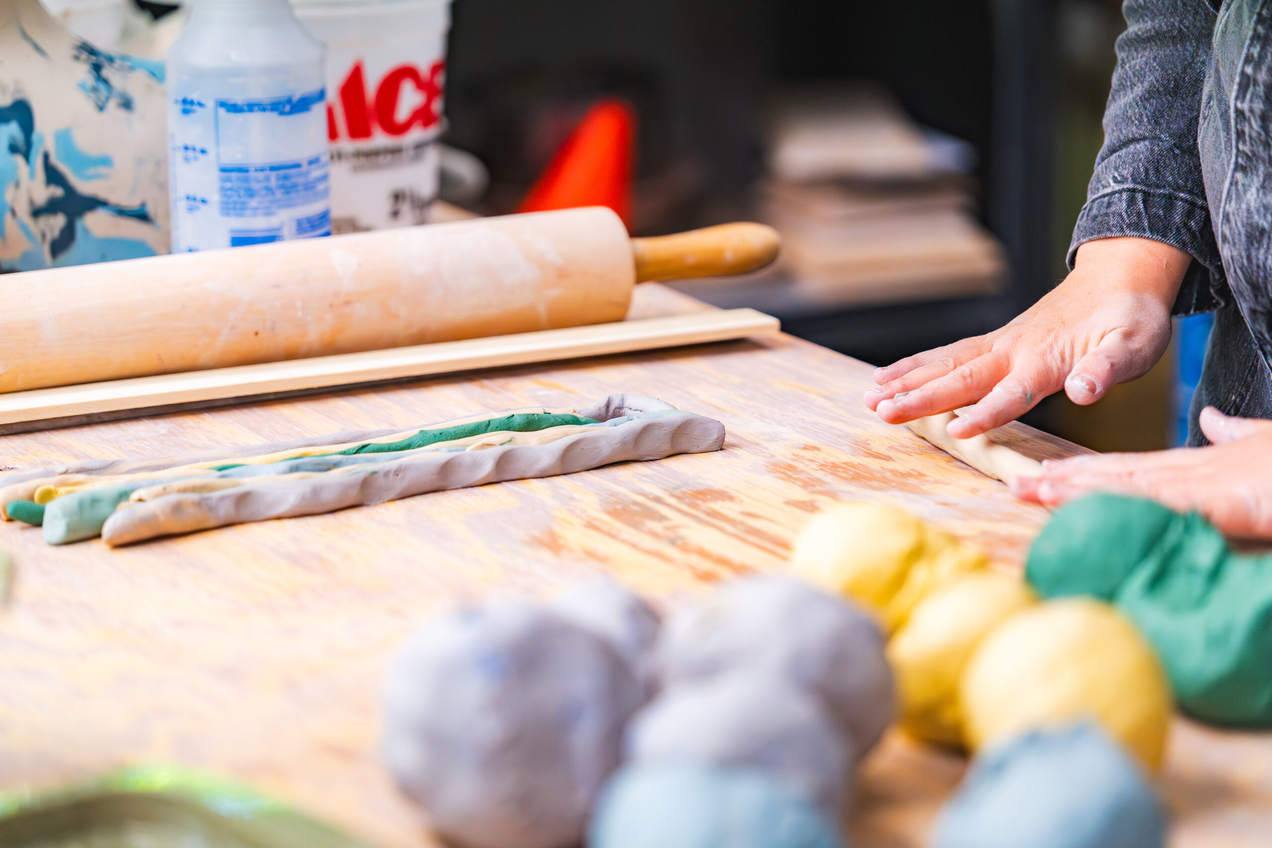 Sharing the process of making Merikomi Clay at the Brookfield Craft Center.