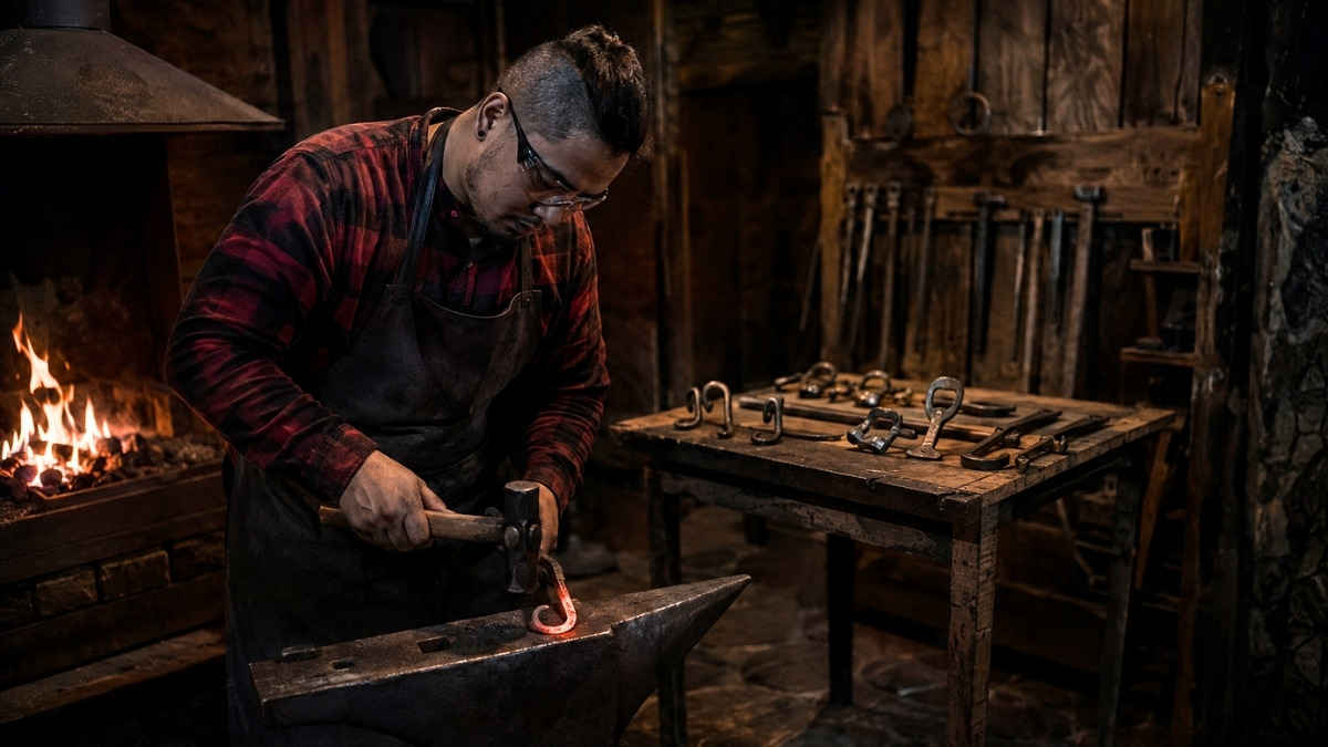 Blacksmith hammering