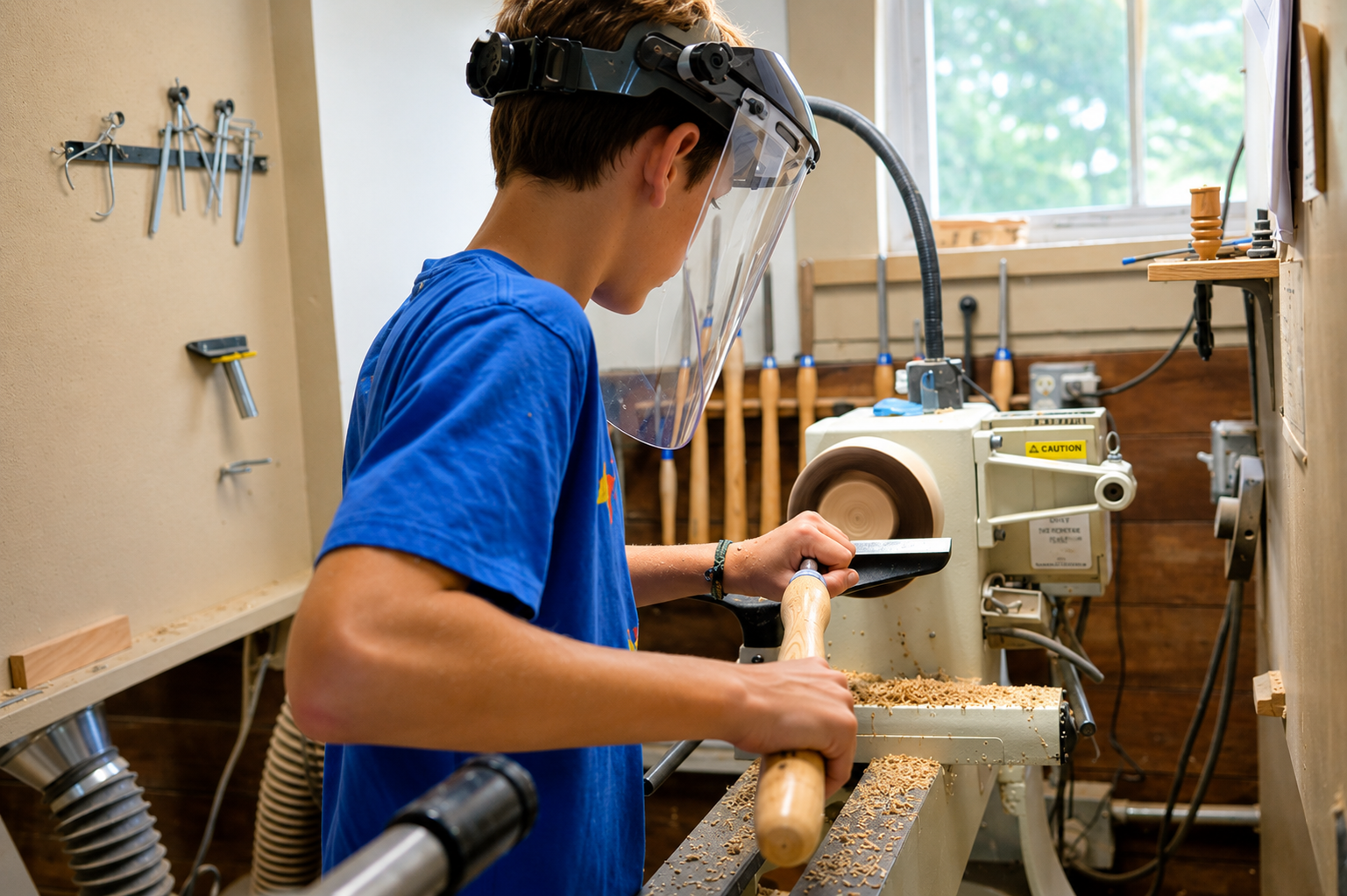 kids turning at the lathe at brookfield craft